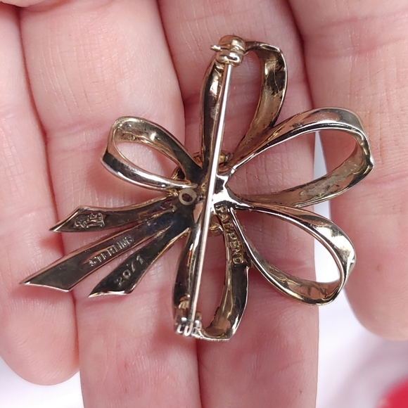 Elegant Silver Bow Brooch - Michael Boucher antique brooch - Picture 4 of 4